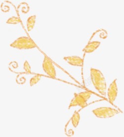 手绘彩笔黄色树叶素材