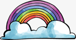 手绘卡通雨后彩虹矢量图素材