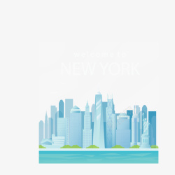 淡蓝色纽约旅游海报矢量图素材
