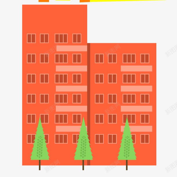 橙黄色绿树豪华酒店png免抠素材_88icon https://88icon.com 橙黄色 矢量素材 绿树 豪华 豪华酒店 酒店