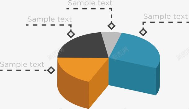 立体分裂饼图png免抠素材_88icon https://88icon.com 信息 几何 数据 立体 饼图