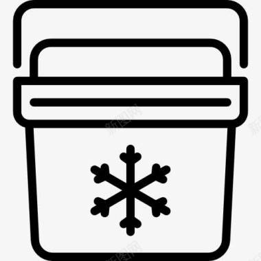 雪花堆积便携式冰箱图标图标