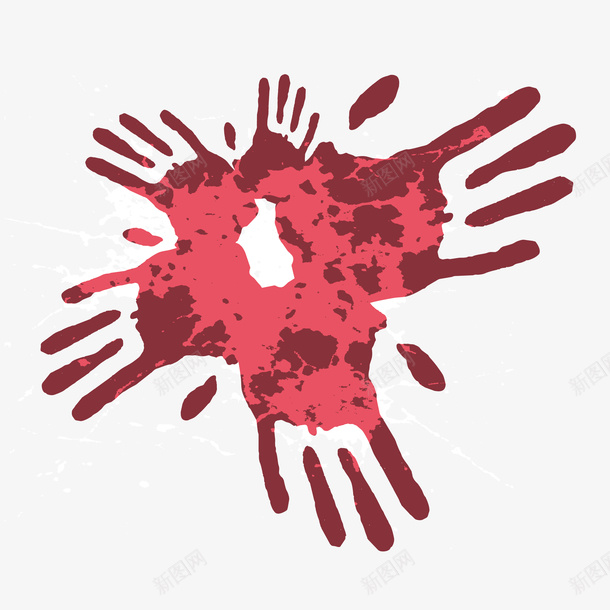 五个红色水墨化手印墙矢量图ai免抠素材_88icon https://88icon.com 五个手印 手印墙 手绘 掌印 水墨化 红色 红色手印 矢量图