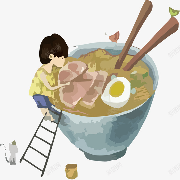 手绘鸡蛋面矢量图eps免抠素材_88icon https://88icon.com 免抠鸡蛋面 美味 美食 食物 鸡蛋面 矢量图