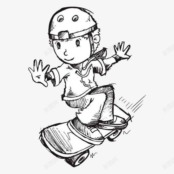 玩滑板的小孩png免抠素材_88icon https://88icon.com png图形 png装饰 人物 小孩 手绘 滑板车 装饰
