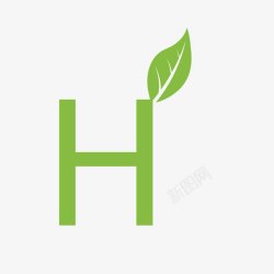 创意绿色植物英语字母H素材