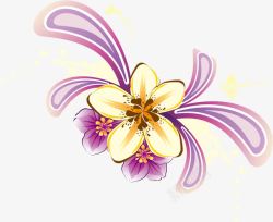 手绘卡通紫色的花卉效果素材