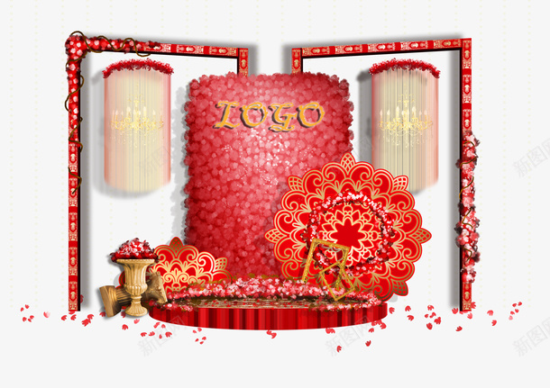 中国风花墙复古婚礼psd免抠素材_88icon https://88icon.com 中国风 喜庆 复古 汉唐婚礼 浪漫婚礼 装饰