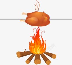 在火上烤鸡素材