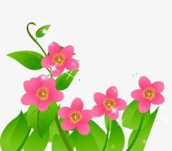 春天粉色花朵手绘植物素材