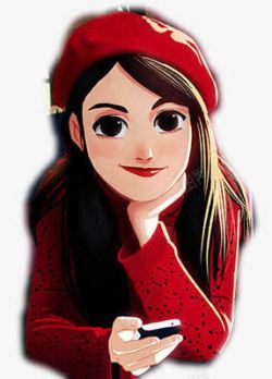 戴红帽的女孩插画素材