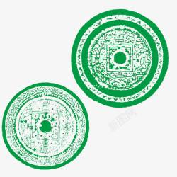 绿色铜钱传统图案素材