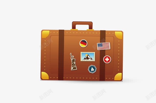 皮箱png免抠素材_88icon https://88icon.com 旅行 皮箱 邮票