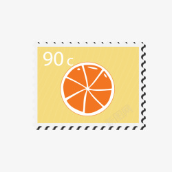 黄色橙子邮票矢量图素材