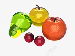 透明玻璃彩色水果素材