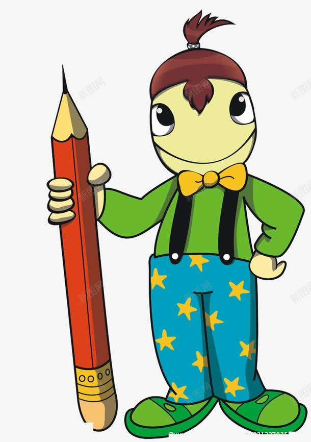 拿着铅笔的大嘴男孩png免抠素材_88icon https://88icon.com 元素 卡通 大嘴 男孩 铅笔