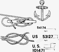 手绘船矛麻绳素材