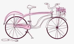 手绘自行车简笔画矢量图素材