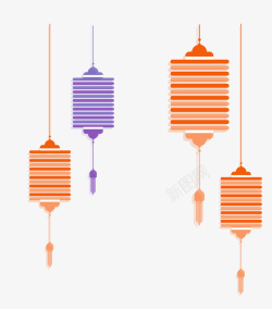 橙色简约灯笼装饰图案素材
