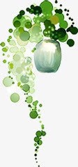 手绘绿色梦幻艺术植物气泡装饰素材