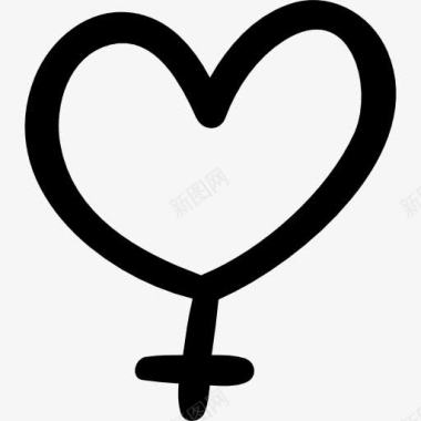 女性符号女性的性别符号与心脏图标图标