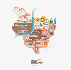 扁平化生活场景素材