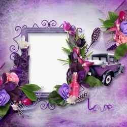 紫色铁艺花朵边框素材