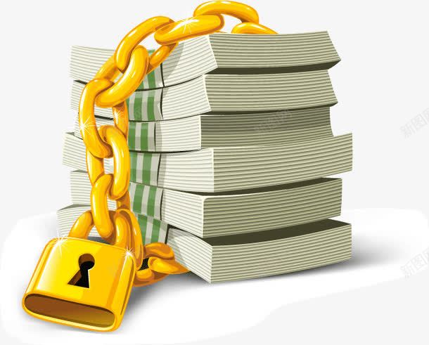 钱和金锁png免抠素材_88icon https://88icon.com 金融 钞票 钱和金锁矢量素材 锁链