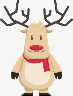 驼色的圣诞驯鹿矢量图素材
