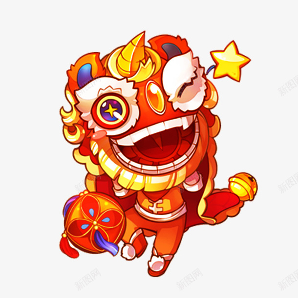 卡通节日舞狮图png免抠素材_88icon https://88icon.com 卡通 新年 春节 精美 红色 舞狮 节日装饰