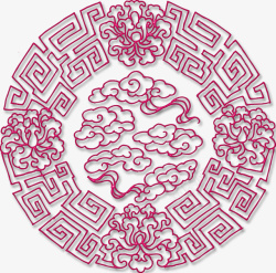 红色中国风花纹装饰图案素材