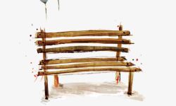 手绘木质长椅素材