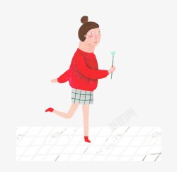 卡通活泼的女孩素材