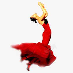 红色衣裙跳舞的女孩素材