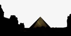 夕阳下的罗浮宫金字塔素材
