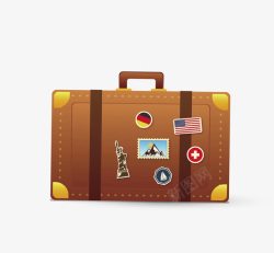棕色卡通行李箱装饰图案素材