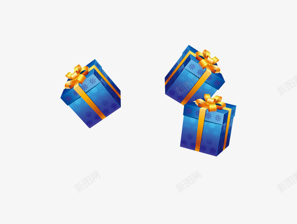三个蓝色礼物盒png免抠素材_88icon https://88icon.com 三个 礼物盒 蓝色