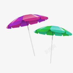 绿色简约遮阳伞装饰图案素材