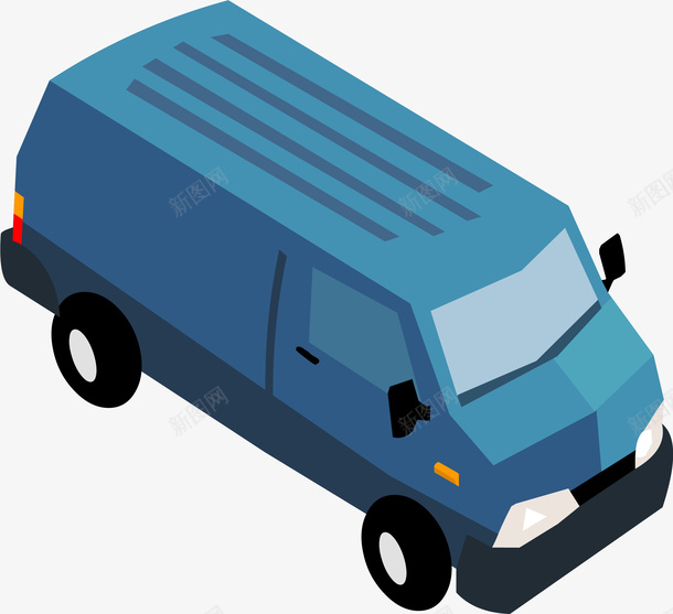 蓝色保姆车png免抠素材_88icon https://88icon.com 免抠PNG 卡通 大车 接送车 蓝车 车