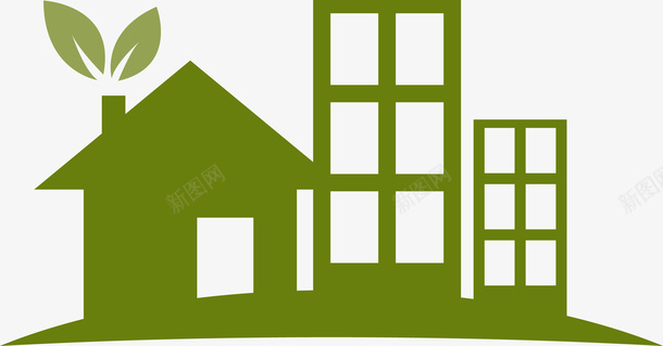 卡通绿色房子图标图标