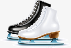 黑白滑冰鞋图案矢量图素材