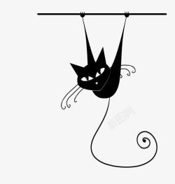 黑色吊栏杆的猫素材