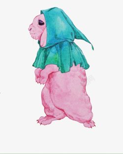 创意水彩粉兔子素材