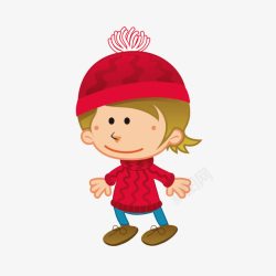 时尚简约红上衣红帽子男孩素材