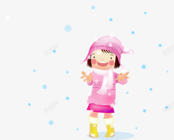 玩雪的女孩矢量图ai免抠素材_88icon https://88icon.com 卡通 女孩 玩雪 矢量图