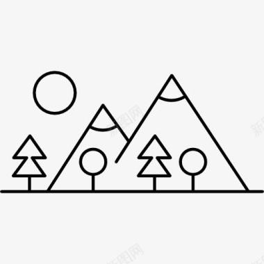 山边的树木制成的不同形状图标图标