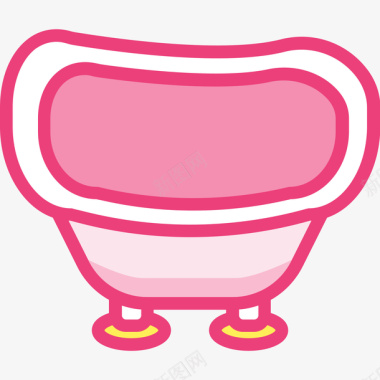 粉色手绘圆角浴盆元素矢量图图标图标