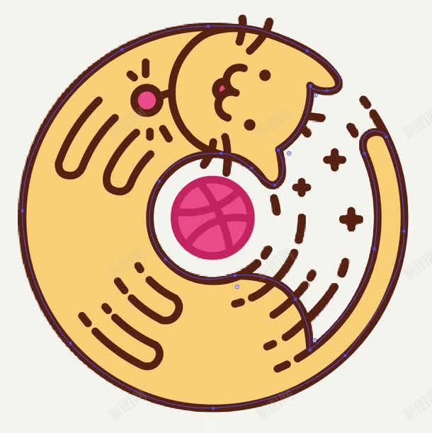 创意卡通贪吃的猫圆形png免抠素材_88icon https://88icon.com 创意 卡通 圆形 贪吃