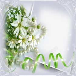 白色花朵相框素材