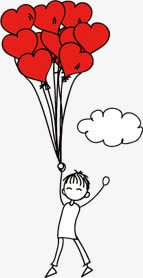 卡通男孩心形气球素材